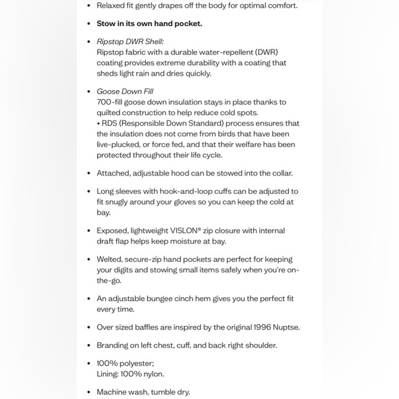 NWT The North Face 1996 Retro Nuptse Blue/Black Duck Down Puffer Jacket Coat- XS - Picture 12 of 16